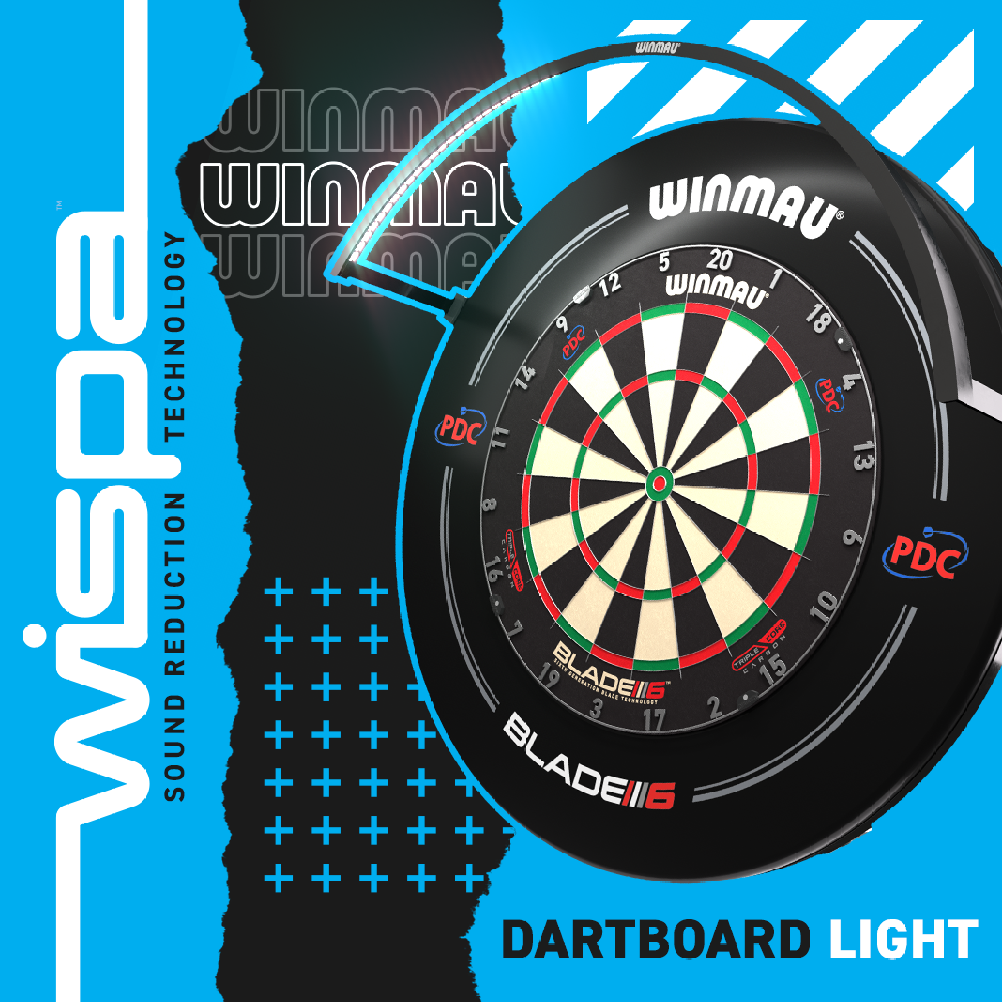 Wispa Dartboard Light (Sopii vaan Wispa äänieristysjärjestelmän kanssa.)